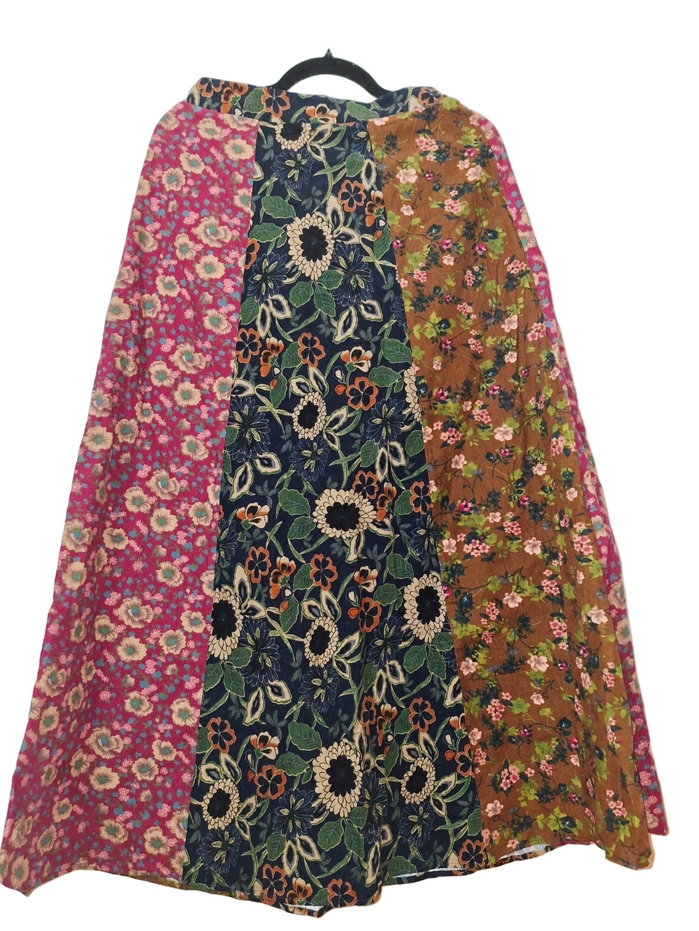 NATURAL LIFE Patchwork Floral A-Line Maxi Skirt Boho Fedtival Corduroy Nwt - Picture 2 of 5